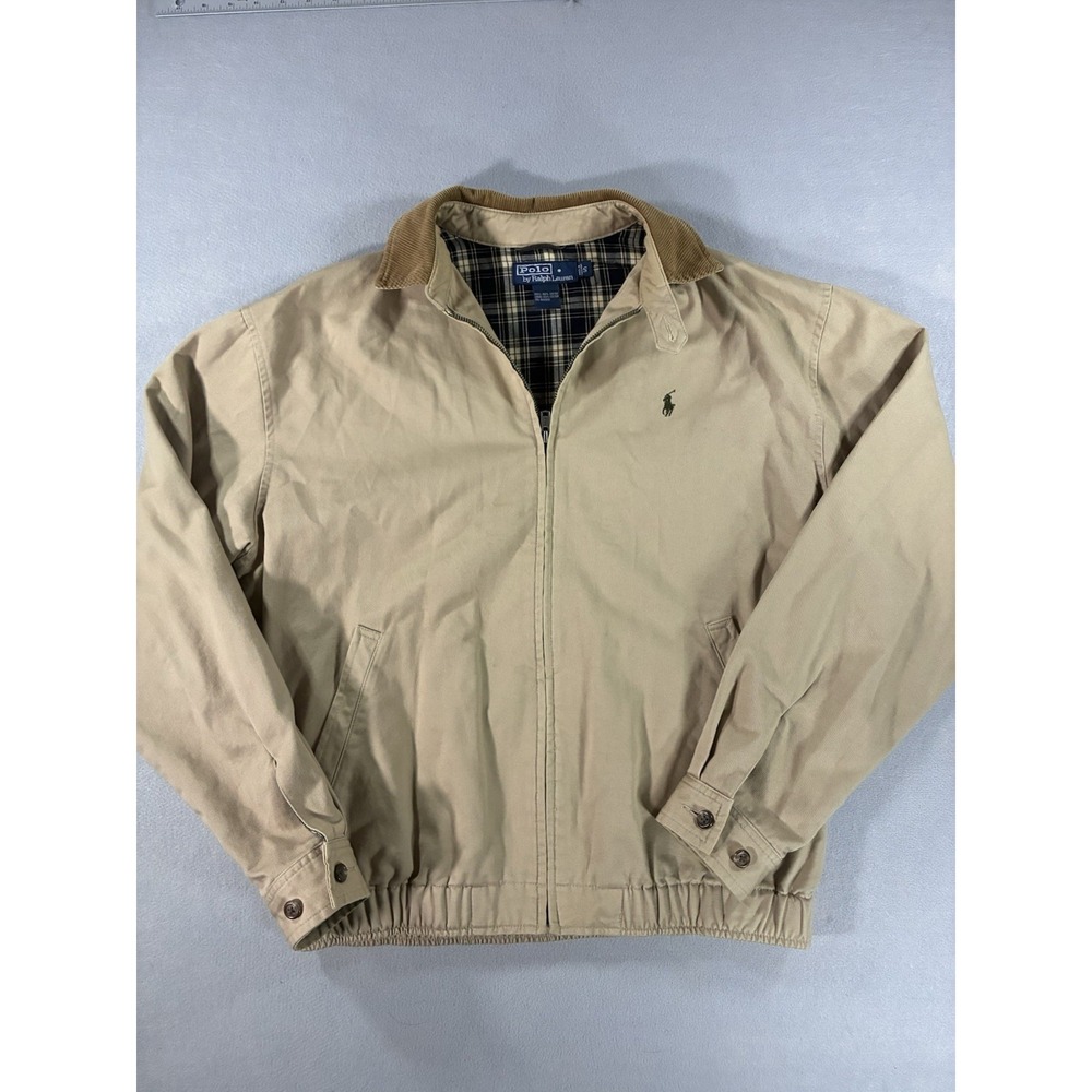 NWOT Vintage Polo Ralph Lauren Harrington Tan Flannel Lined Jacket. Men's Small